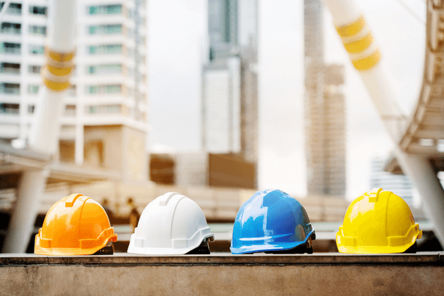 Safety helmets in different colours