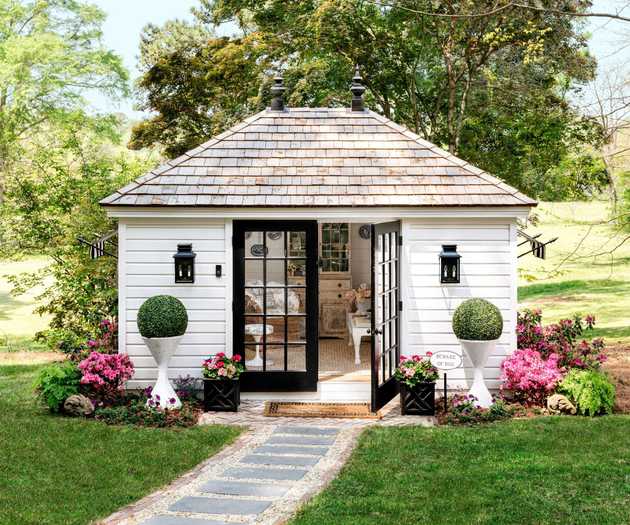 Romantic backyard garden shed